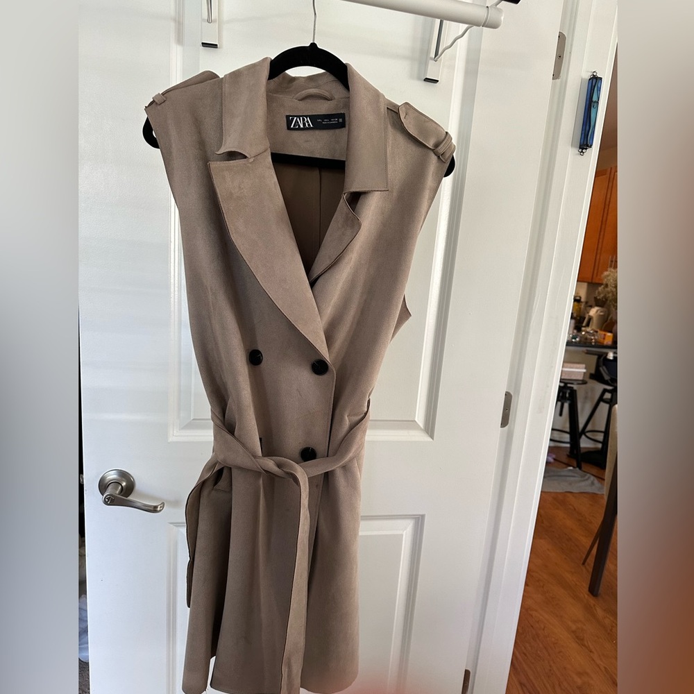 Faux Suede Trench Vest from Zara - Size L